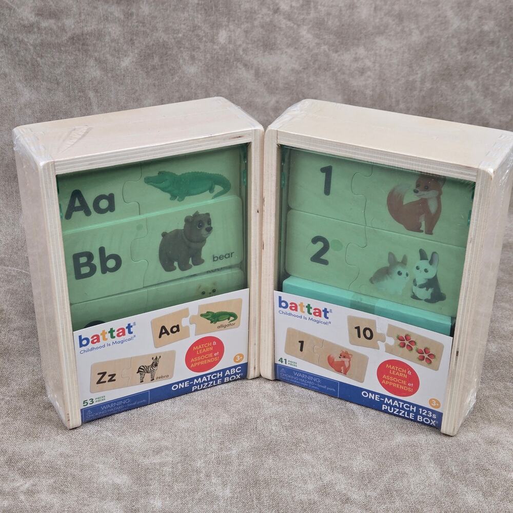 Battat One-Match ABC Puzzle Box and 123s Puzzle Box